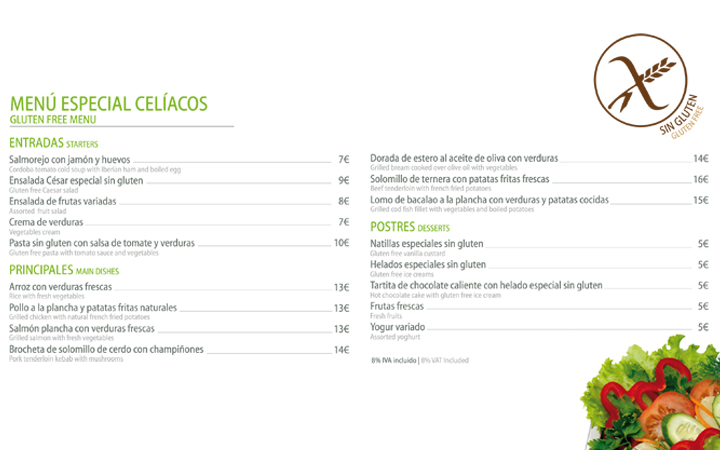 glutenvrije menukaart fuerte hotels andalusie spanje