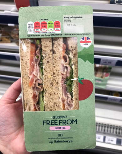 glutenvrije supermarkt in Schotland voorverpakte sandwich