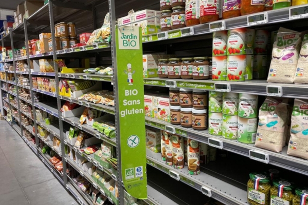 Glutenvrije supermarktschap in Frankrijk